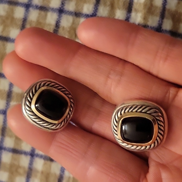 David Yurman 14k silver onyx earing Traded With Goose - Picture 8 of 9